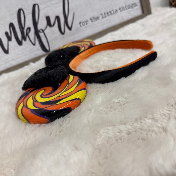 Disney Parks Halloween Sweet & Spooky Lollipop Candy Swirl Minnie Ears Headband - Picture 7 of 9